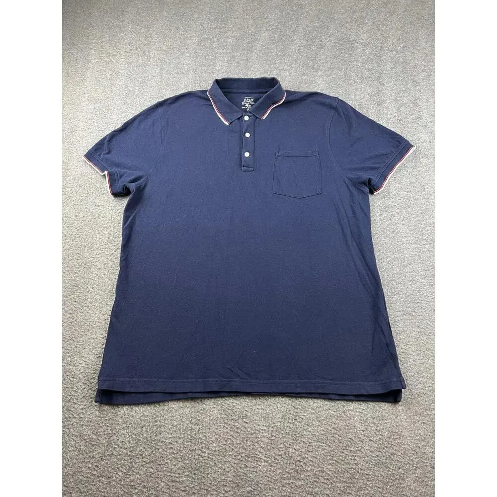 J.Crew Men's Stretch Pique Polo Shirt XL Navy‎ Blue